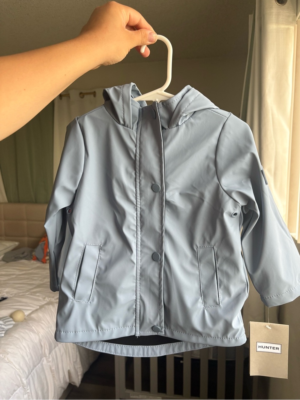 Hunter Kids Pale Blue Waterproof Hooded Raincoat